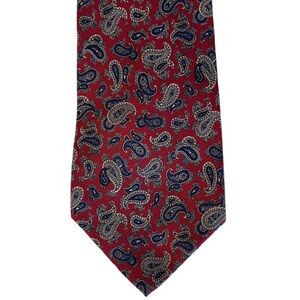 John W Nordstrom Silk Tie Bright Red and Blue Paisley